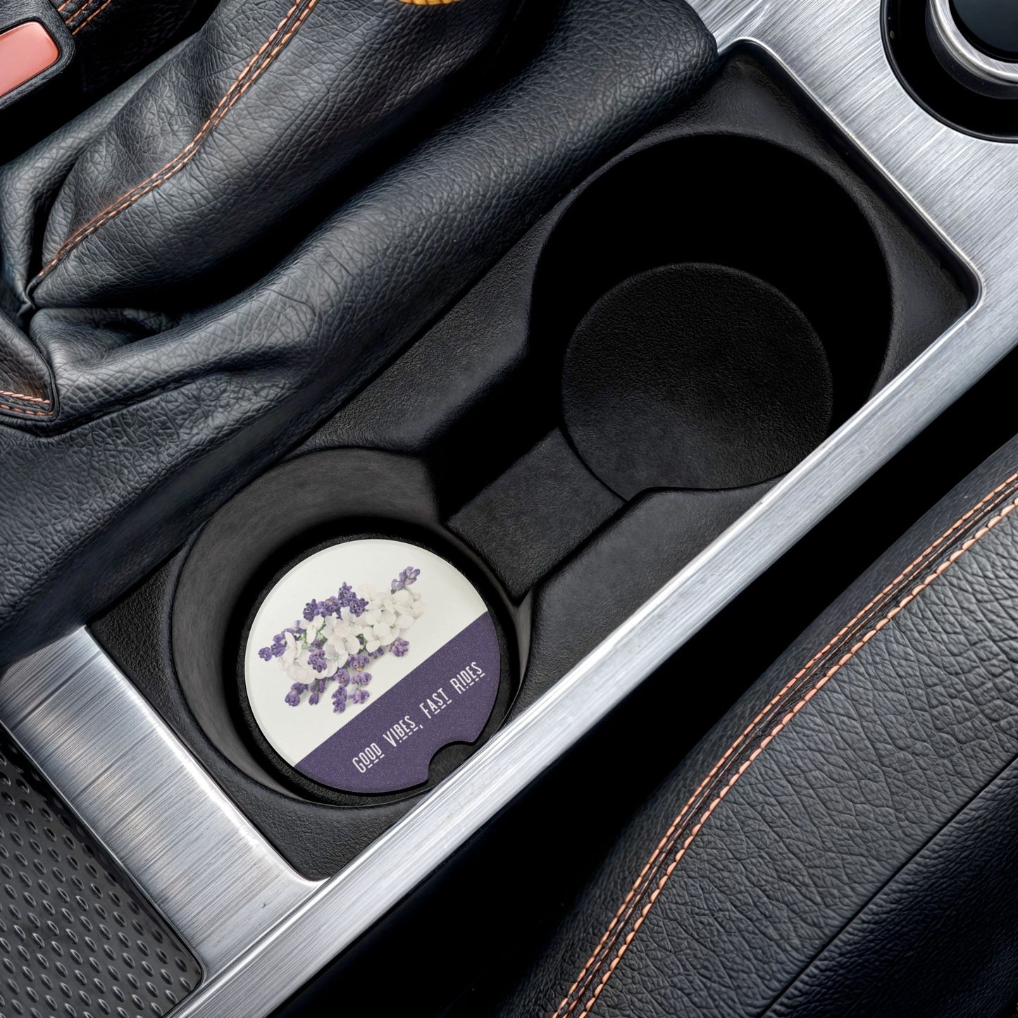 Eco-Friendly Soapstone Car Coaster (2 pcs)- Good Vibes, Fast Rides