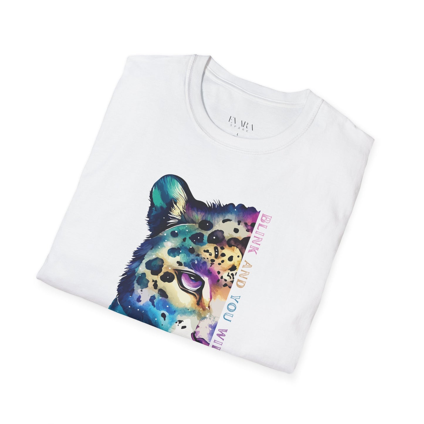 Vibrant Leopard Graphic Softstyle T-Shirt - Bold Animal Design
