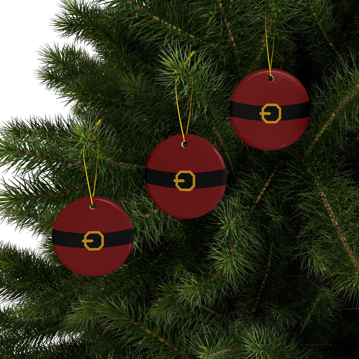 Ceramic Ornaments - Santa Belt Themed Christmas Tree Decor (1pc, 3pcs, 5pcs, 10pcs)