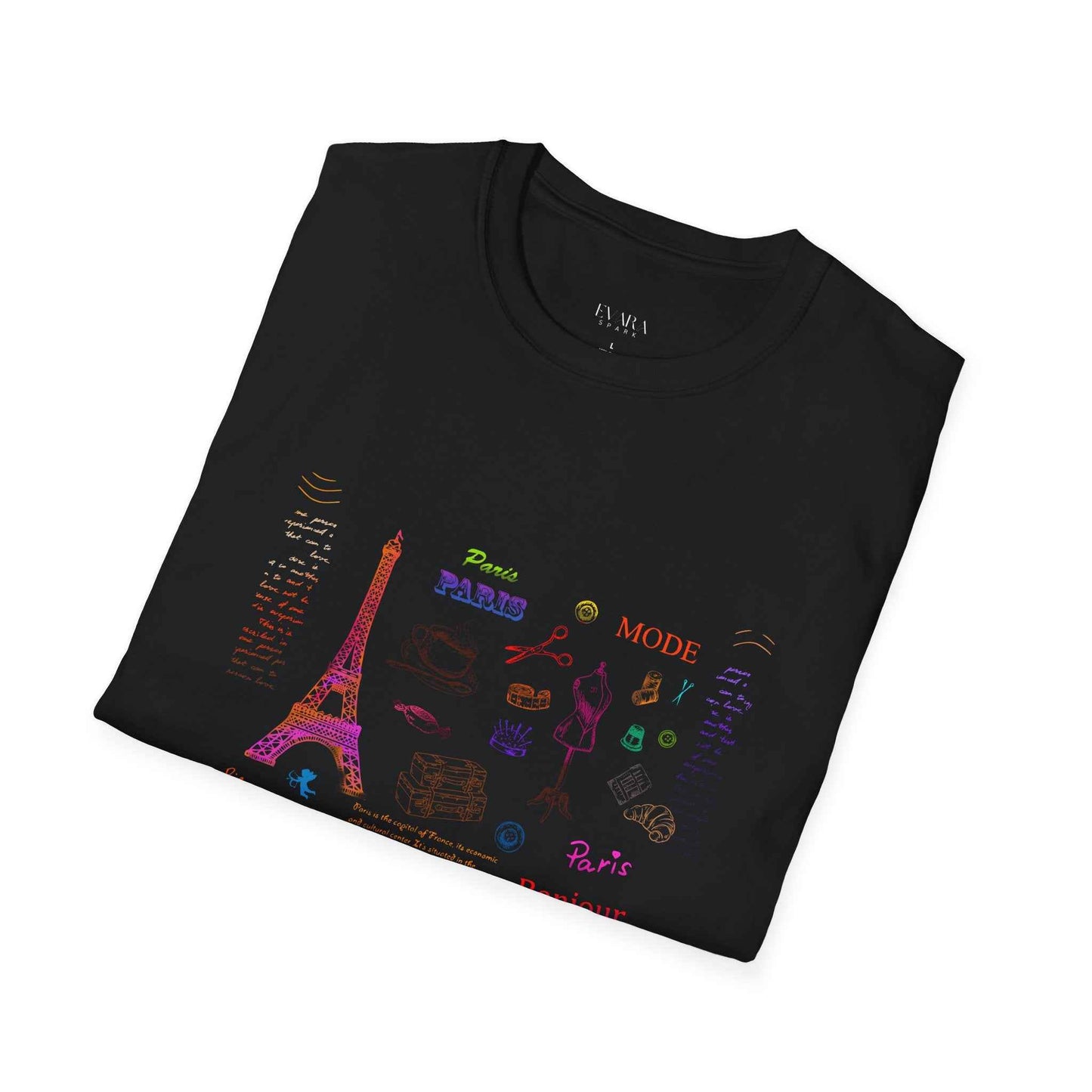 Paris Neon Icons T-Shirt - Eiffel Tower & French Food Pop Art Tee