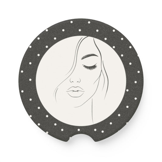 Elegant Soapstone Car Coaster with Polka Dots and Chic Design