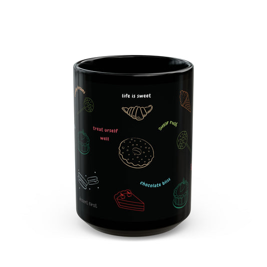 "Sweet Treats - Dessert Lover's" Black Glossy Valentine Mug