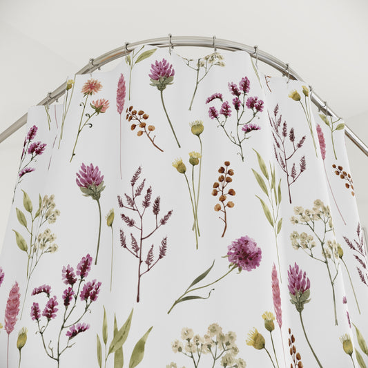 Elegant Shower Curtain with Light Purple Flowers