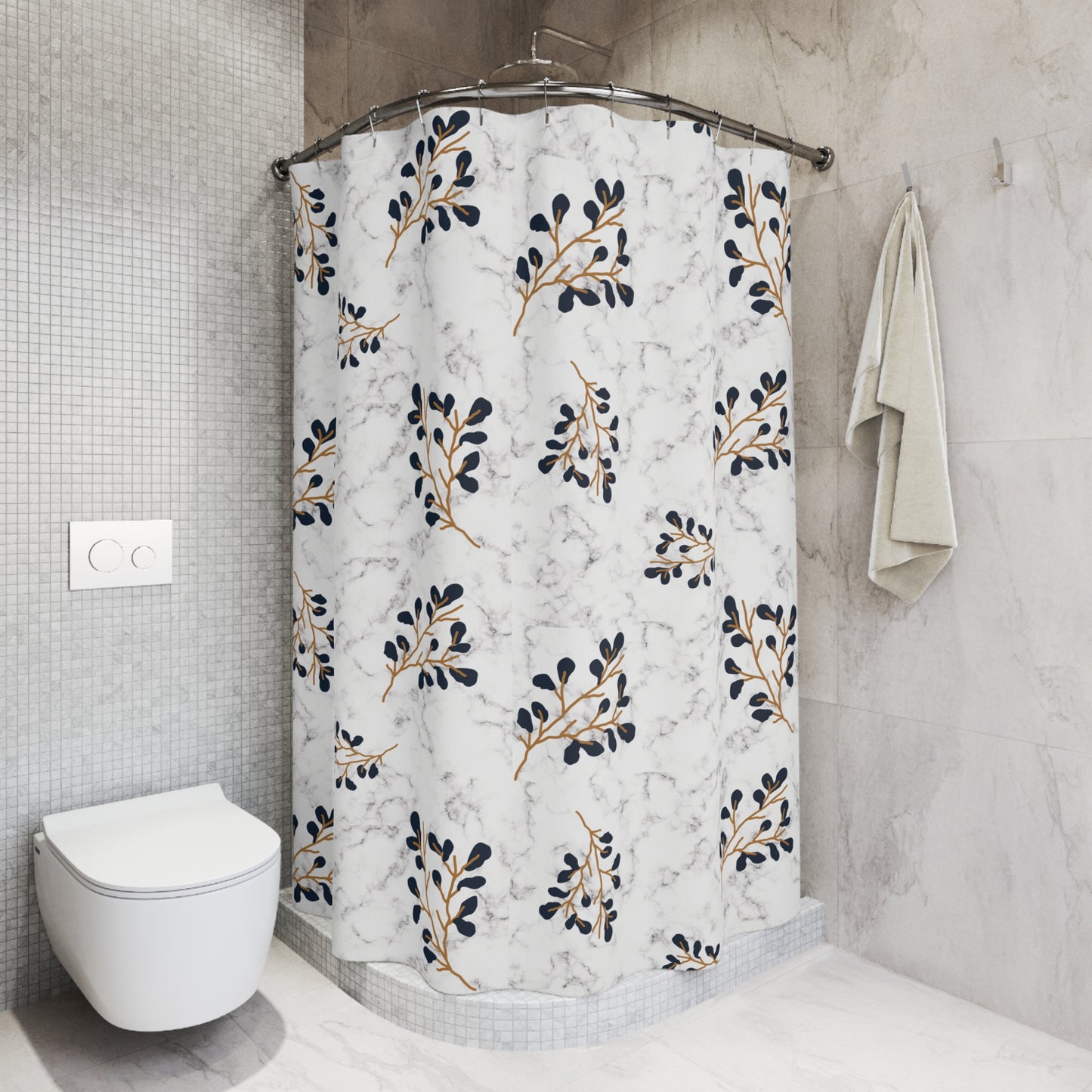 Elegant Leafy Print Shower Curtain