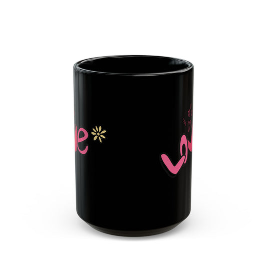 Black Love Mug – “All You Need Is Love” Heart Design (15oz)