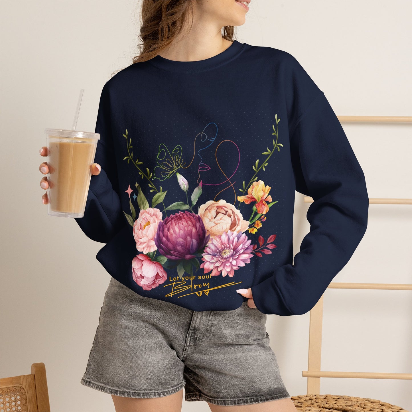Floral Inspirational Crewneck Sweatshirt– Let the Soul Bloom Women's Cozy Pullover