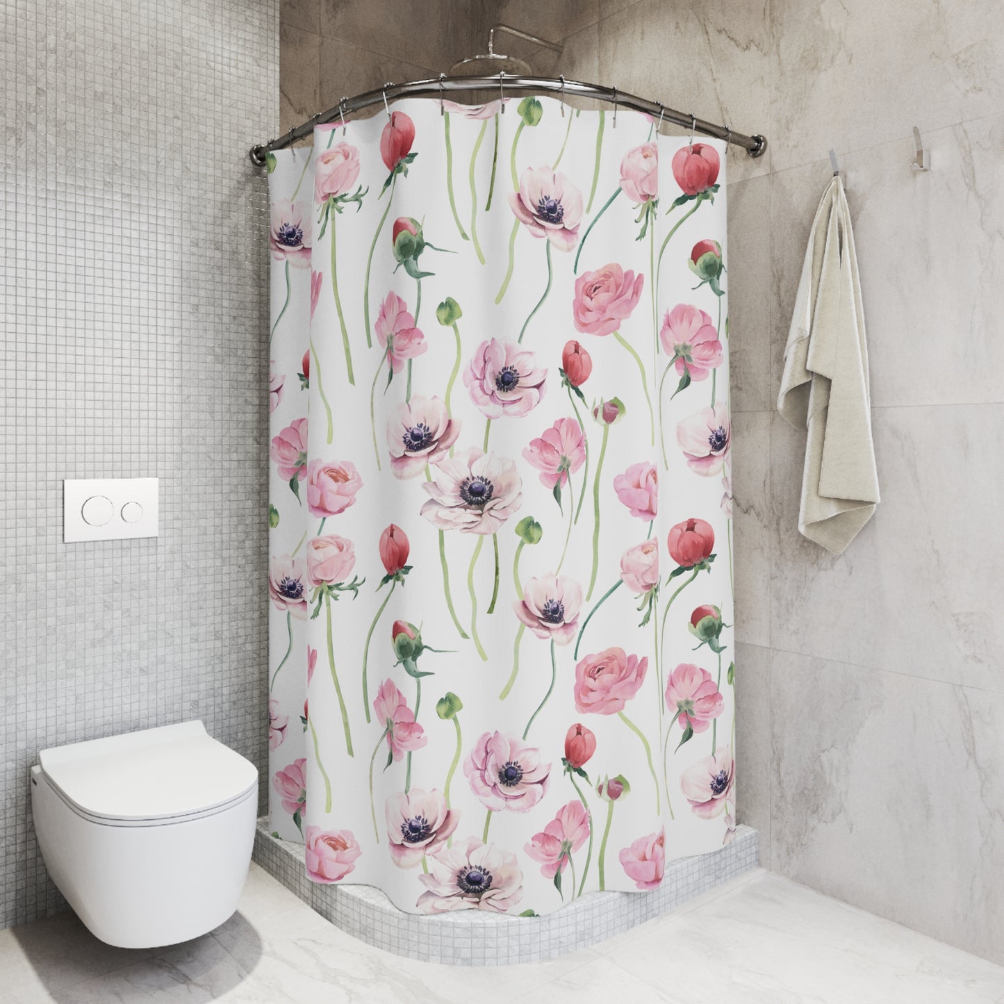 Soft Elegance: Pink Floral Beauty Shower Curtain