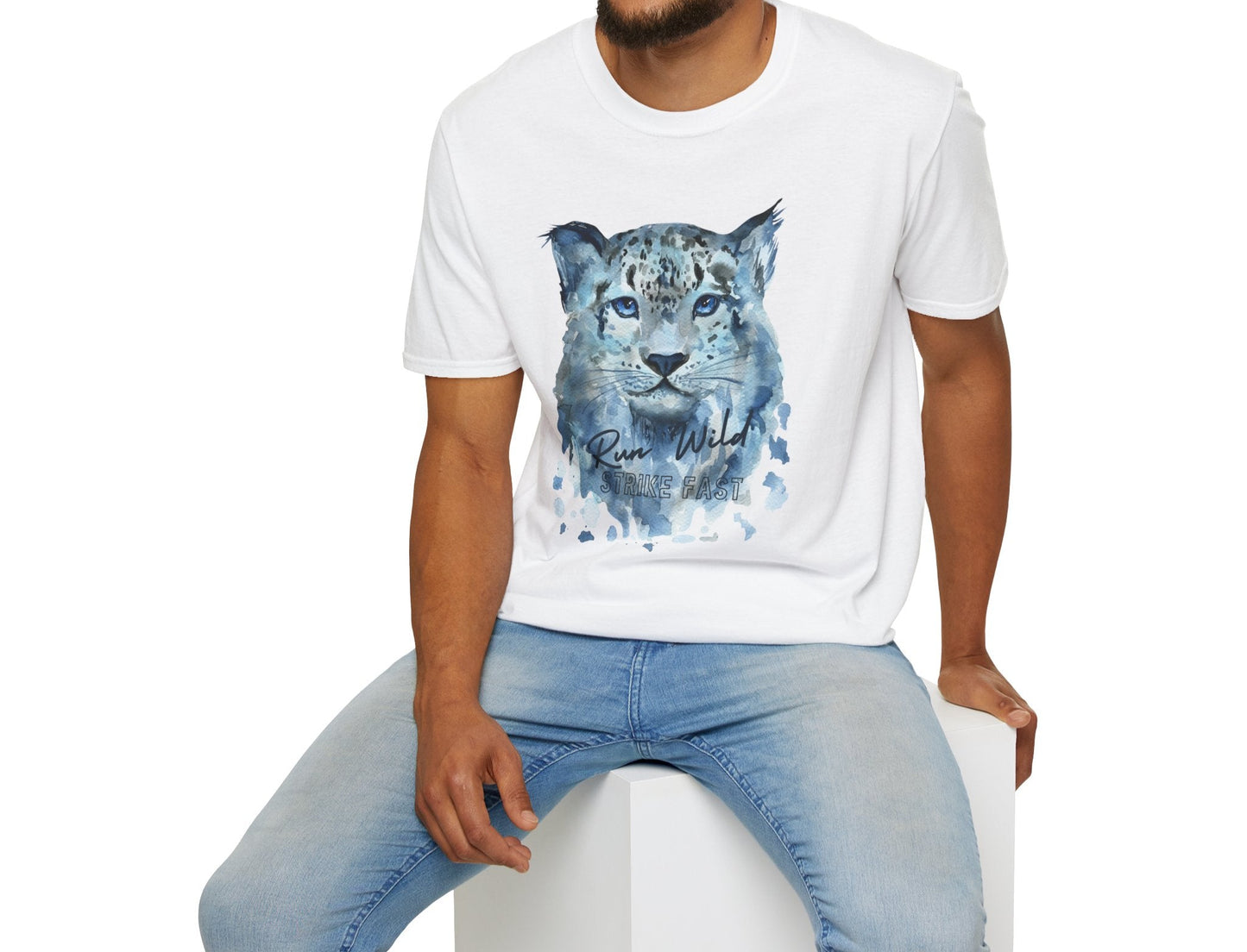 'Run Wild' Men T-Shirt - Watercolor Lynx Design