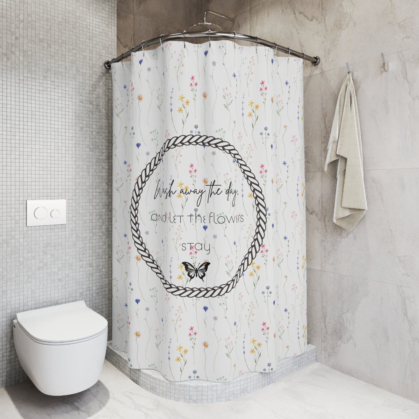 'Wash away the day ' Floral Shower Curtain - Bathroom Decor
