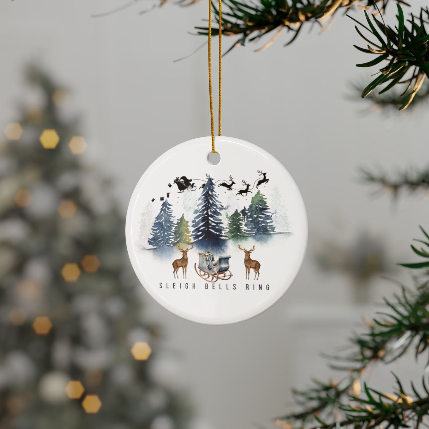 'Sleigh Bells Ring' Christmas Ceramic Ornament