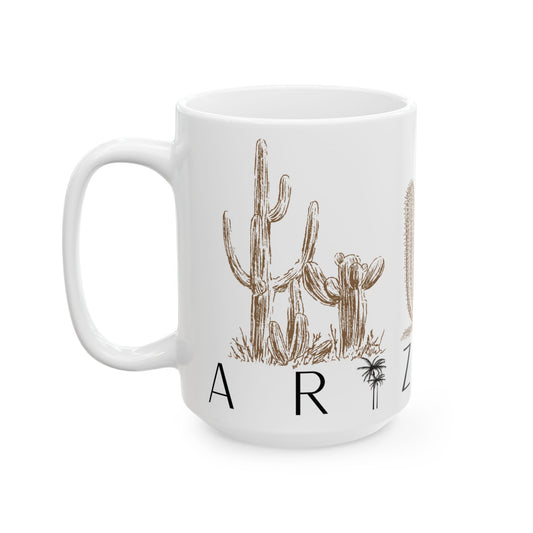 Arizonan, Cactus Ceramic Mug - Unique Coffee Cup for Arizona Lovers
