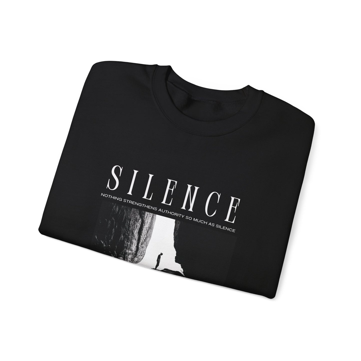 Silence Crewneck Sweatshirt, Art-Inspired Apparel, Relaxed Style.
