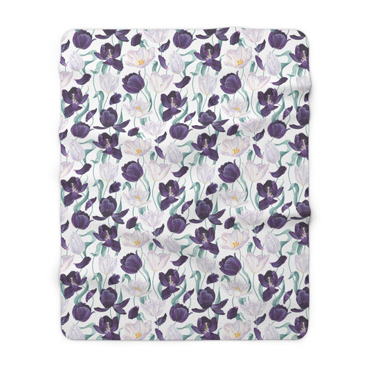 Purple Floral Sherpa Blanket