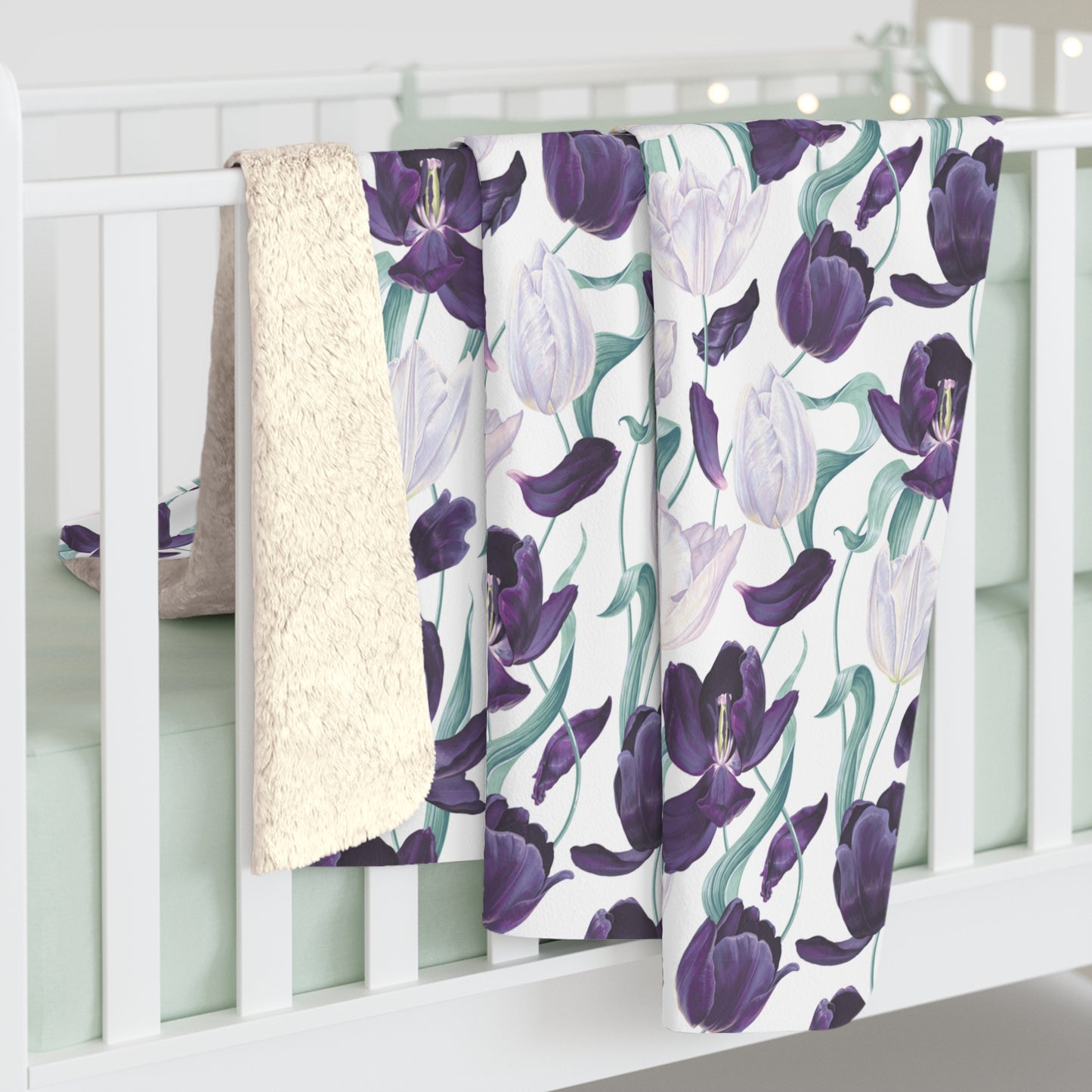 Purple Floral Sherpa Blanket