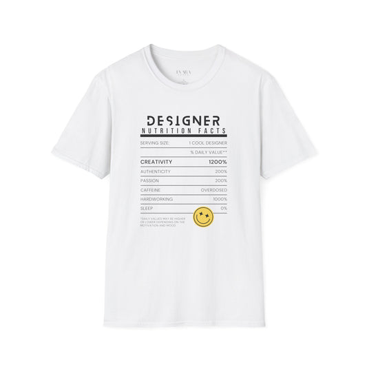 Designer Nutrition Facts Unisex T-Shirt - Creative & Motivational Apparel