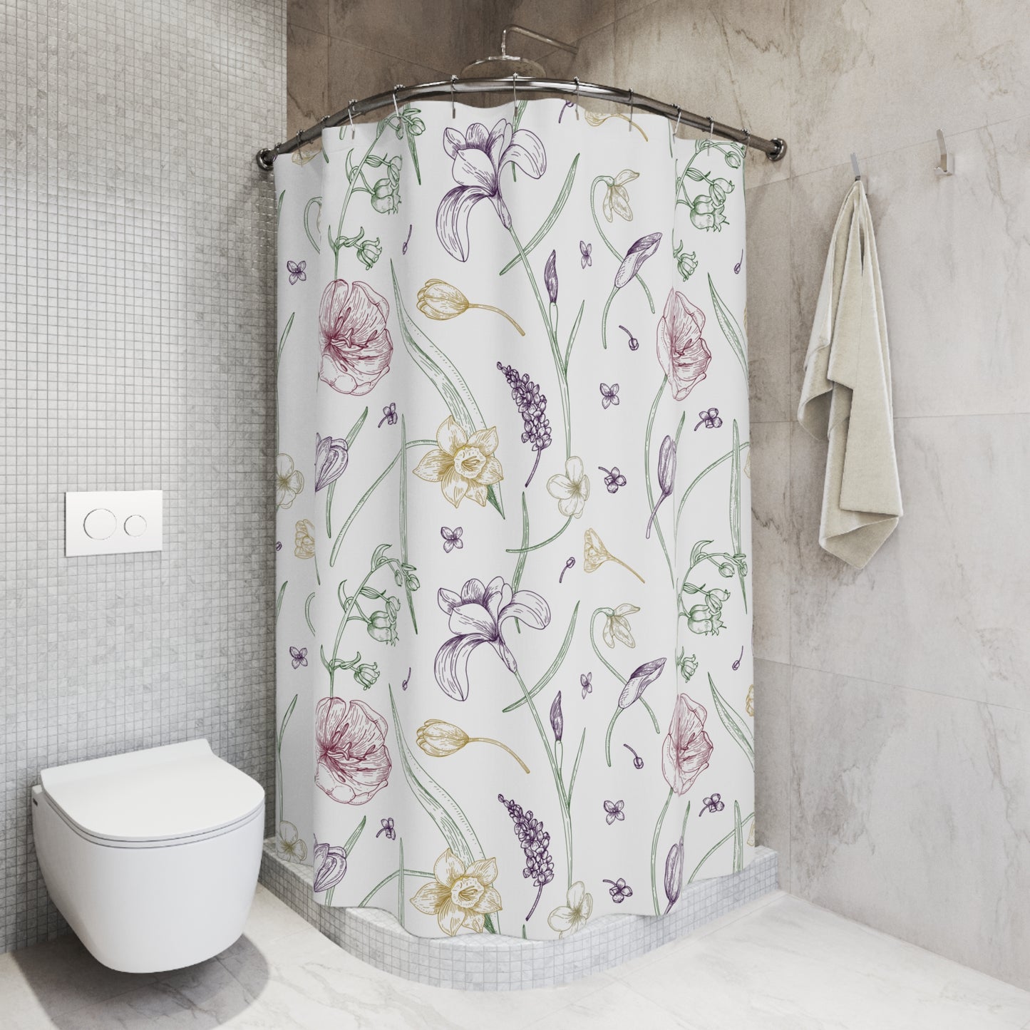 Artistic Bloom: Floral Print Shower Curtain