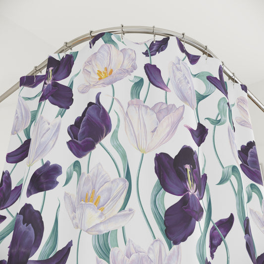 Graceful Bloom: Light Pink and Purple floral Shower Curtain