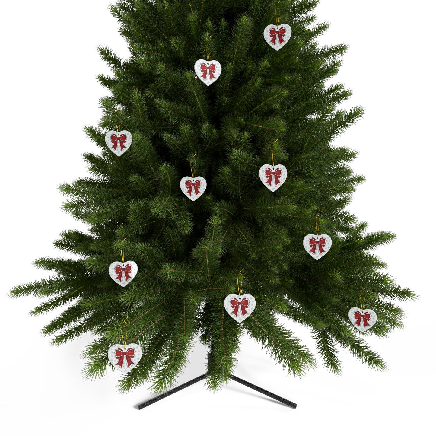 Ceramic Ornaments - Christmas Bow with Frosty Theme, 2-Side Print