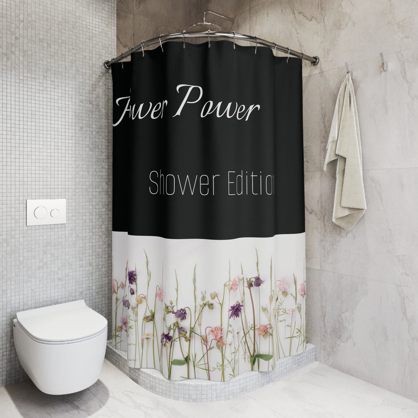 'Flower Power' Shower Curtain - Polyester Bathroom Decor