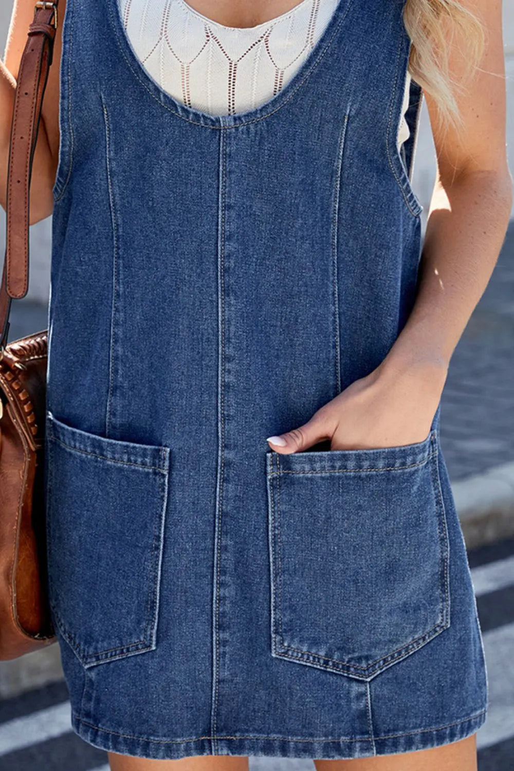denim pocketed dress