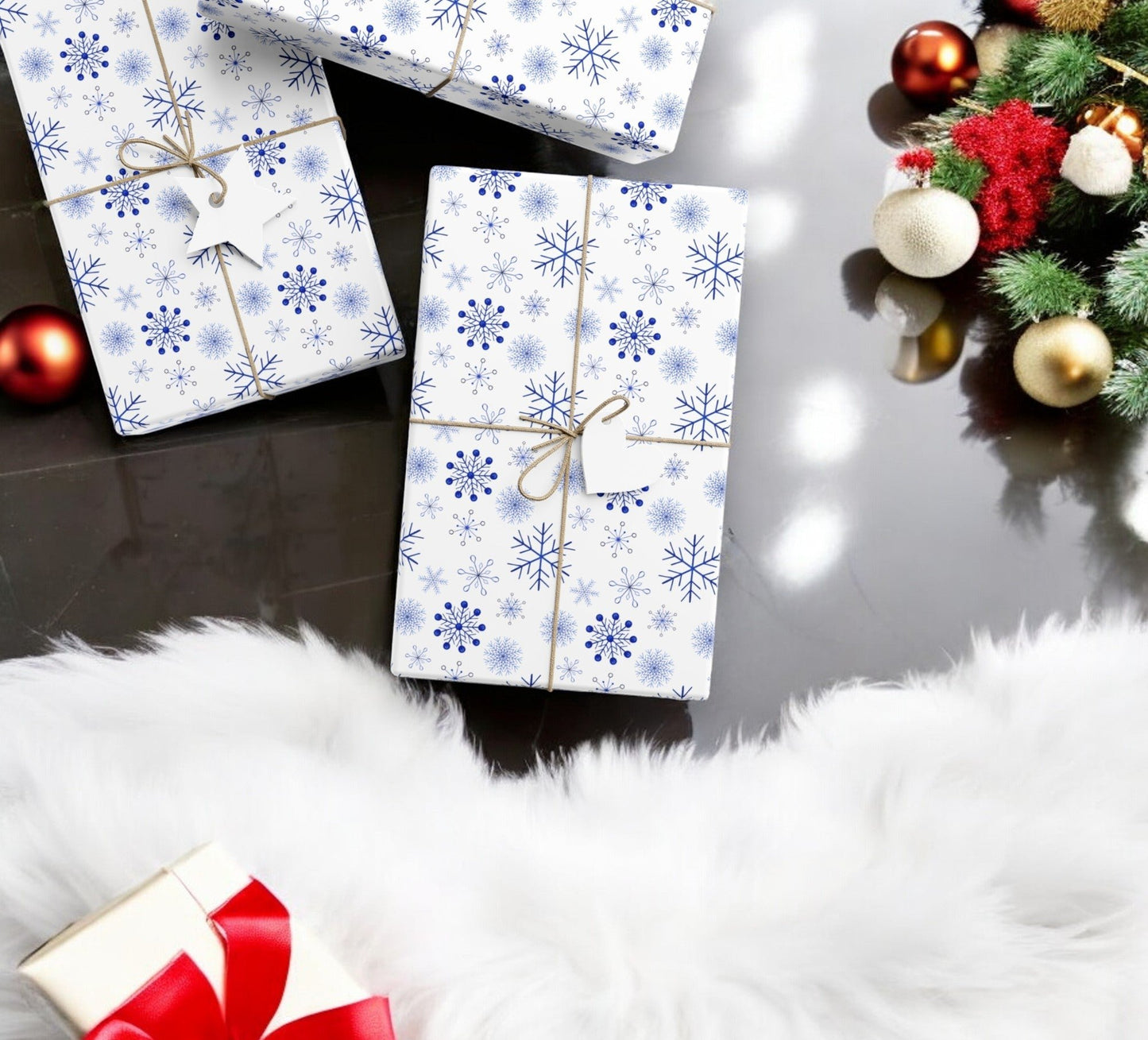 Gift Wrap Papers - Blueberry Snowflakes