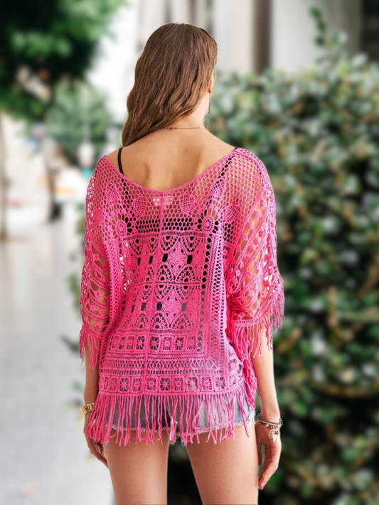 ADORA Fringe Hem Crochet Top