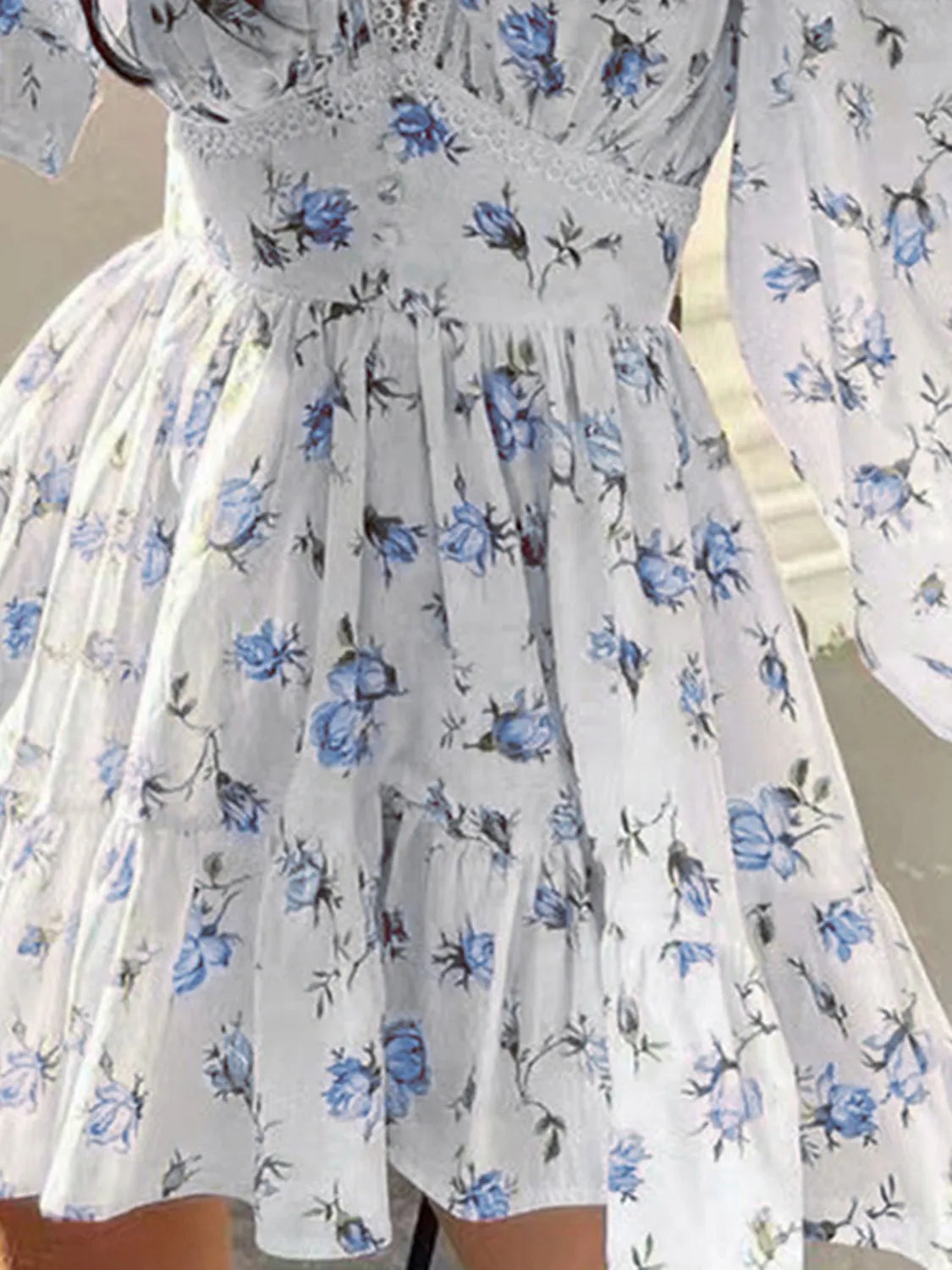 blue floral lace dress