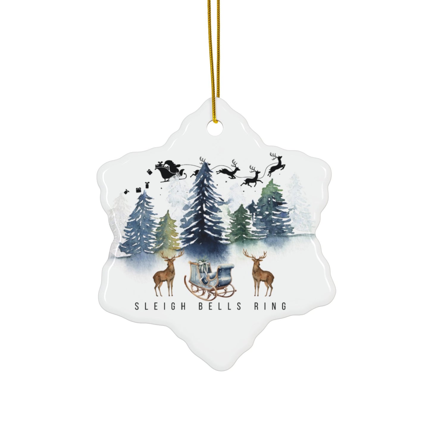 'Sleigh Bells Ring' Christmas Ceramic Ornament