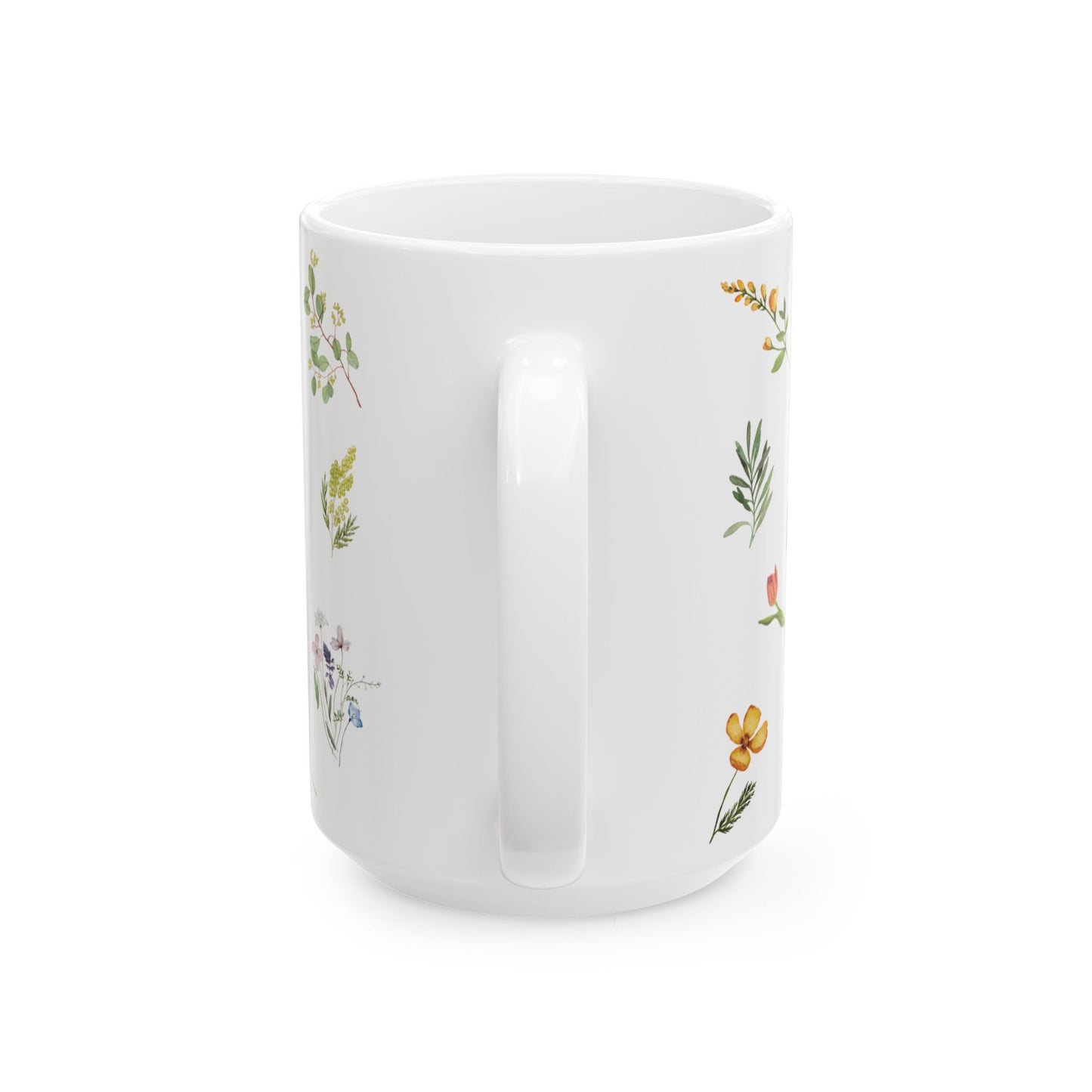 Botanical Floral Ceramic Mug - Enjoy & Relax Design (11oz, 15oz)
