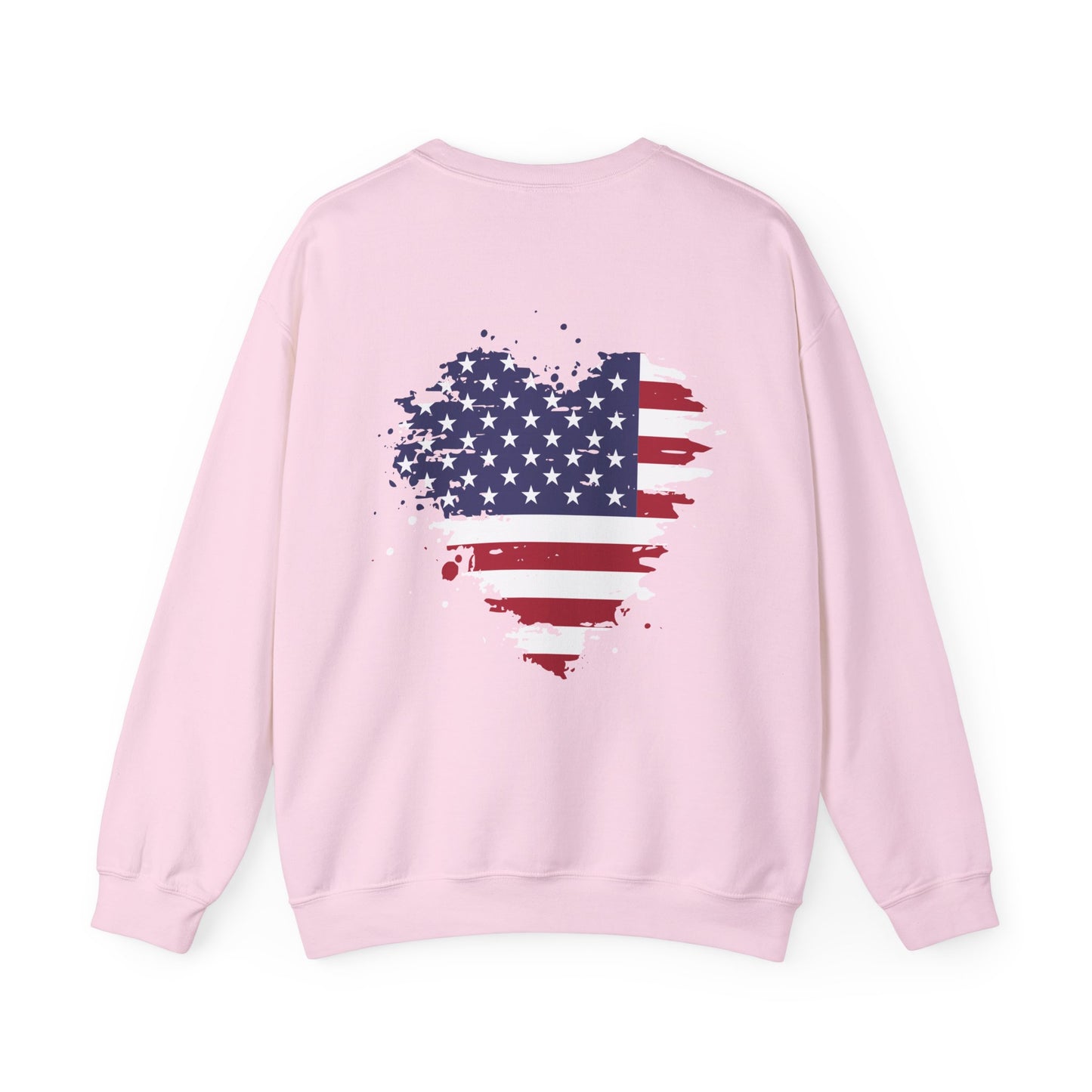 'My Heart Belongs to America' Women’s Crewneck Sweatshirt -Cityscape & American Flag Graphic
