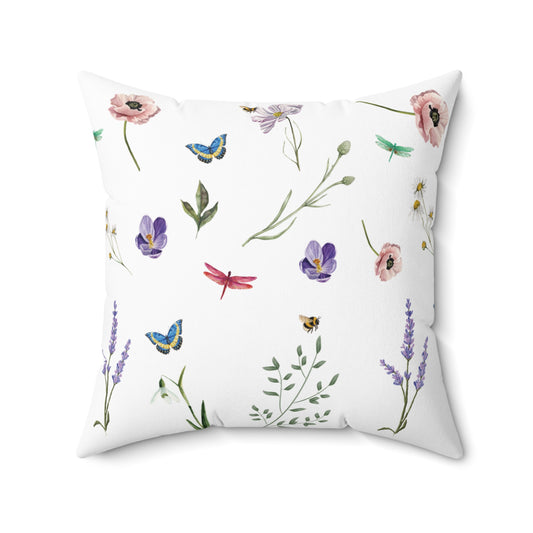 Charming Blooms: Soft Square Pillow with Floral Design