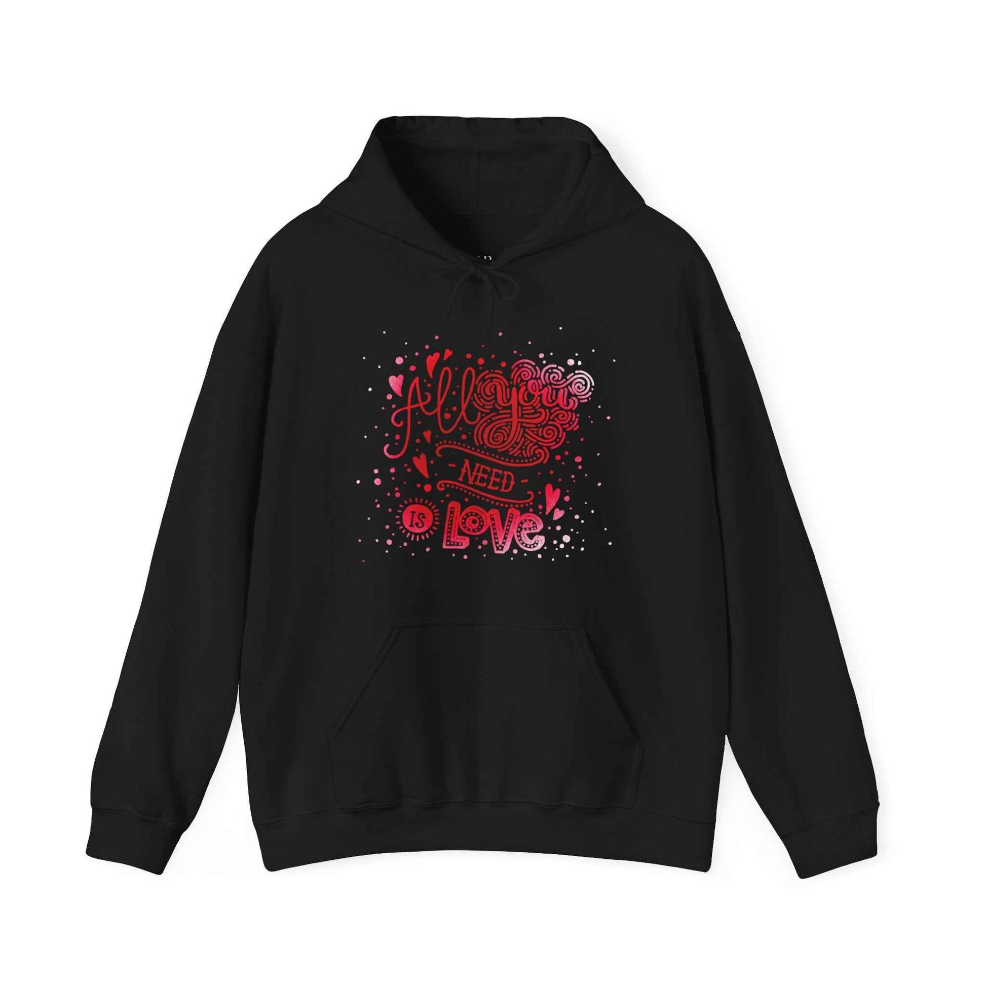 'All I Need Is Love' Valentine’s Heart Graphic Hoodie