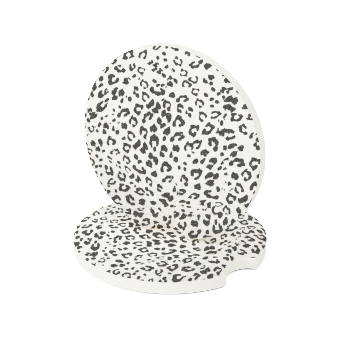 Leopard Print Soapstone Car Coaster (set of 2)- Stylish Car Accessory