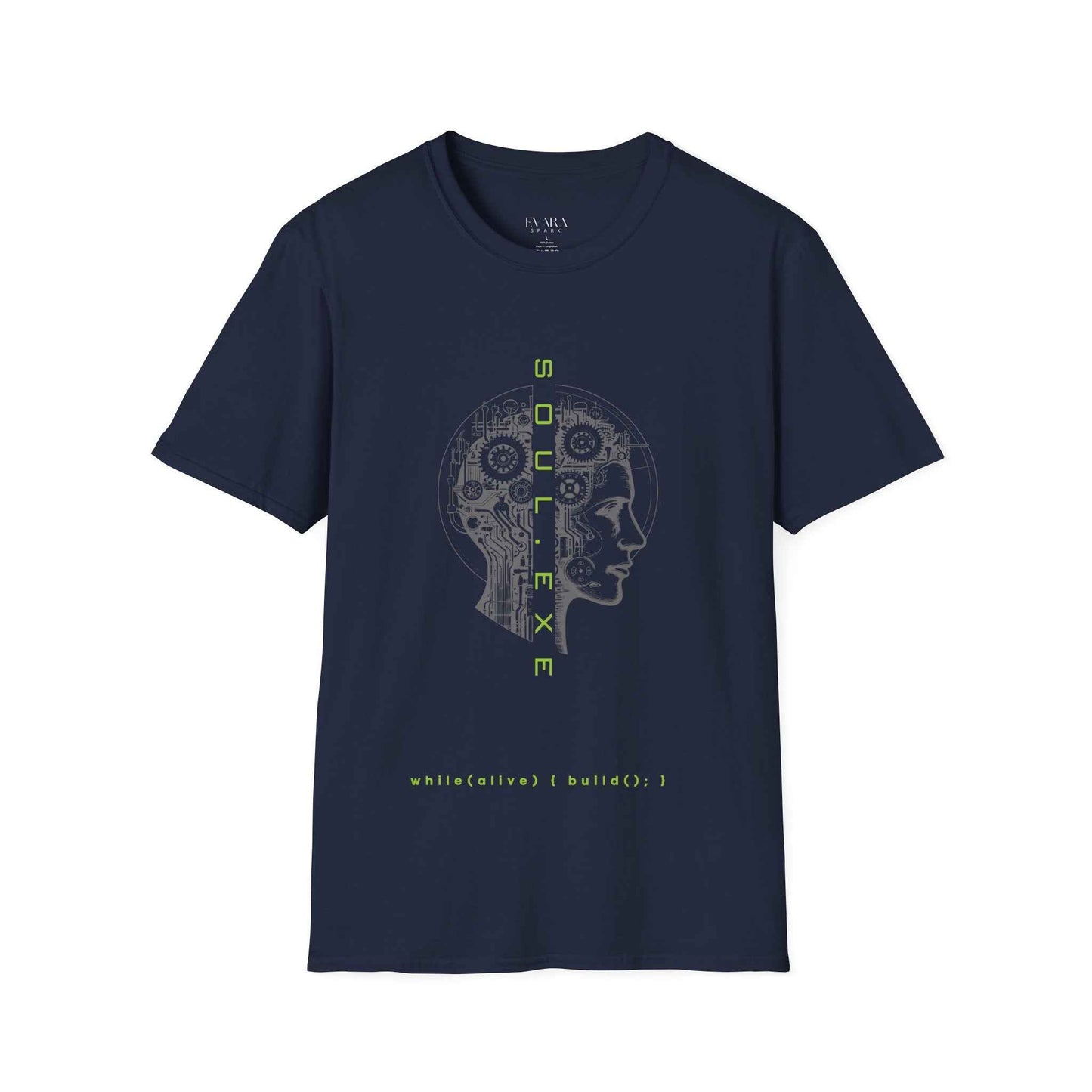 Digital Soul T-Shirt - Futuristic Tech Head Graphic Tee (SOUL.EXE)