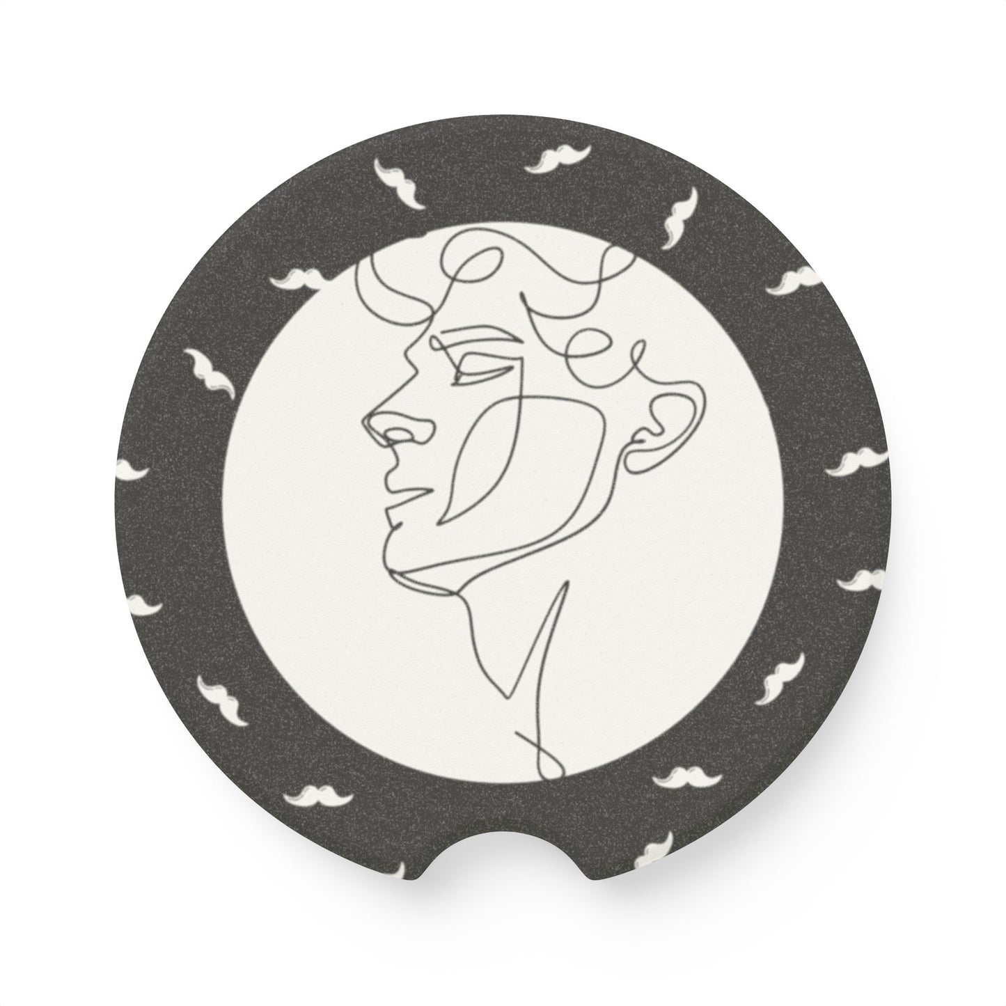 Artistic Soapstone Car Coaster - Modern Face Design