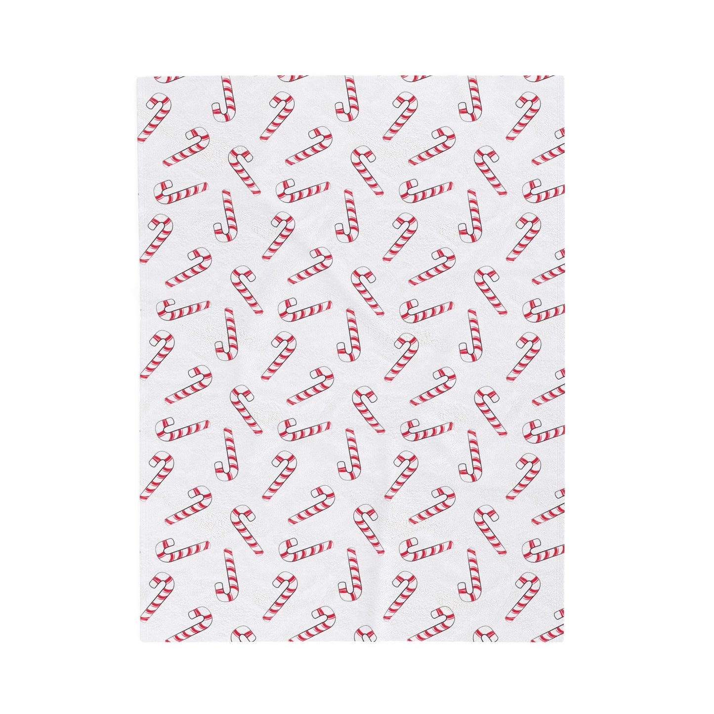 Velveteen Plush Blanket with Candy Canes Design