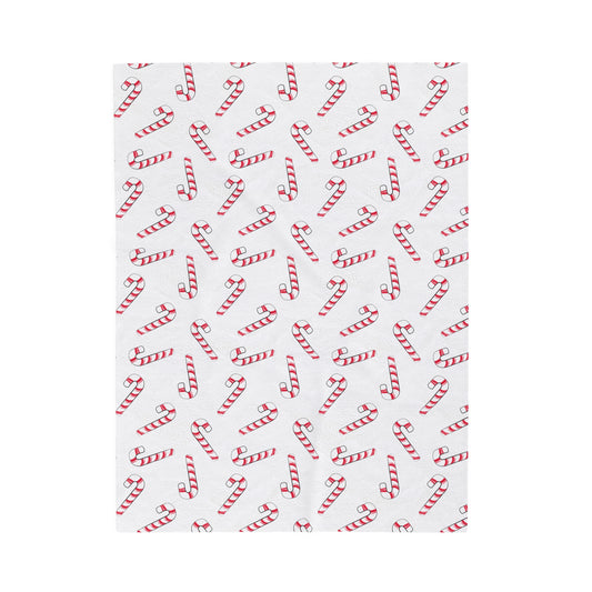 Velveteen Plush Blanket with Candy Canes Design