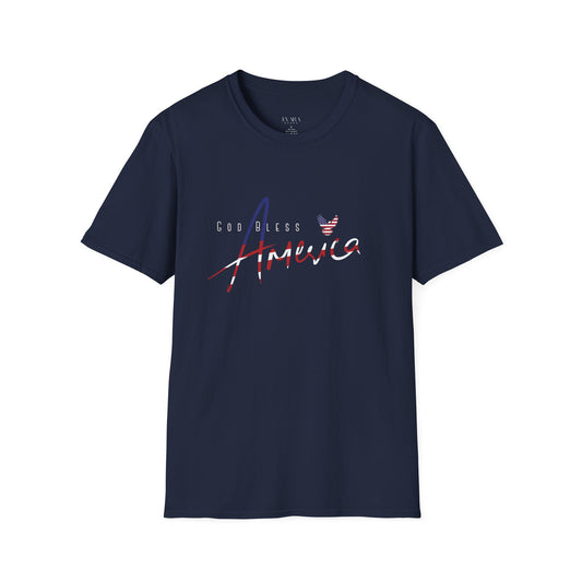 God Bless America Patriotic Script Tee