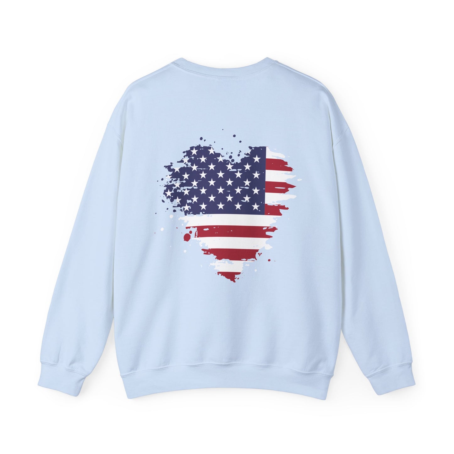 'My Heart Belongs to America' Women’s Crewneck Sweatshirt -Cityscape & American Flag Graphic