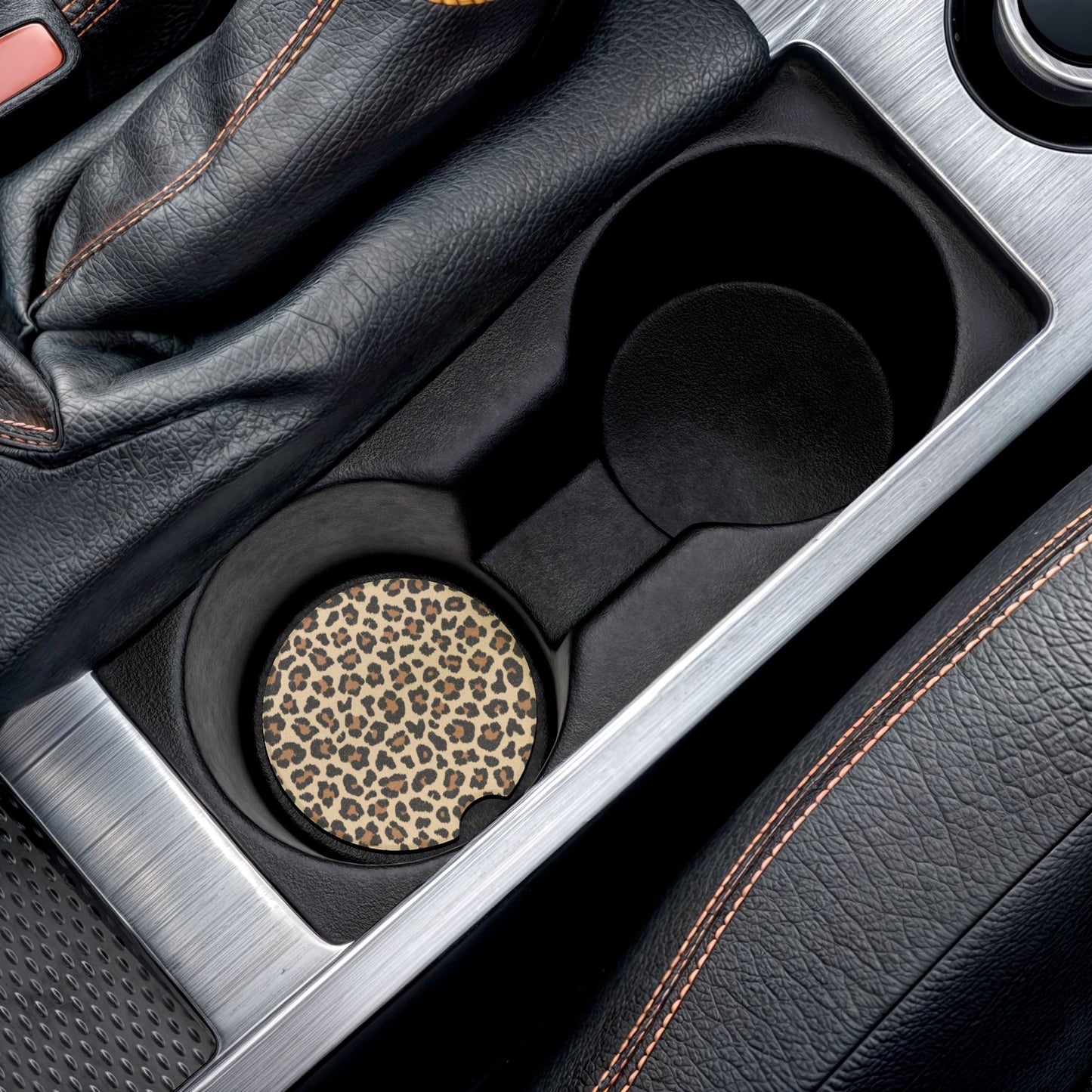 Leopard Print Soapstone Car Coaster (Set of 2)- Stylish Auto Accessories
