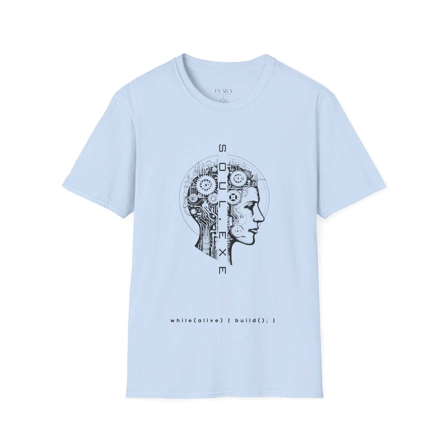 Digital Soul T-Shirt - Futuristic Tech Head Graphic Tee (SOUL.EXE)
