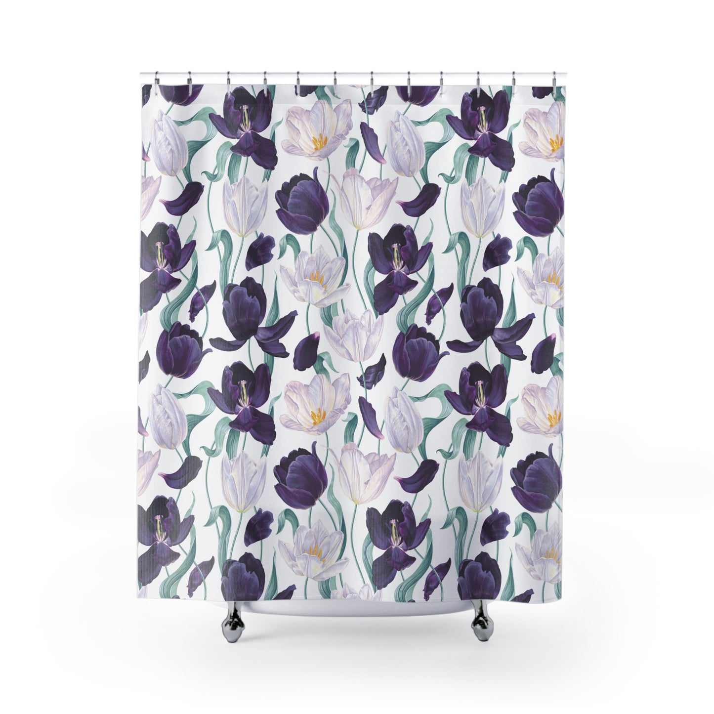 Graceful Bloom: Light Pink and Purple floral Shower Curtain
