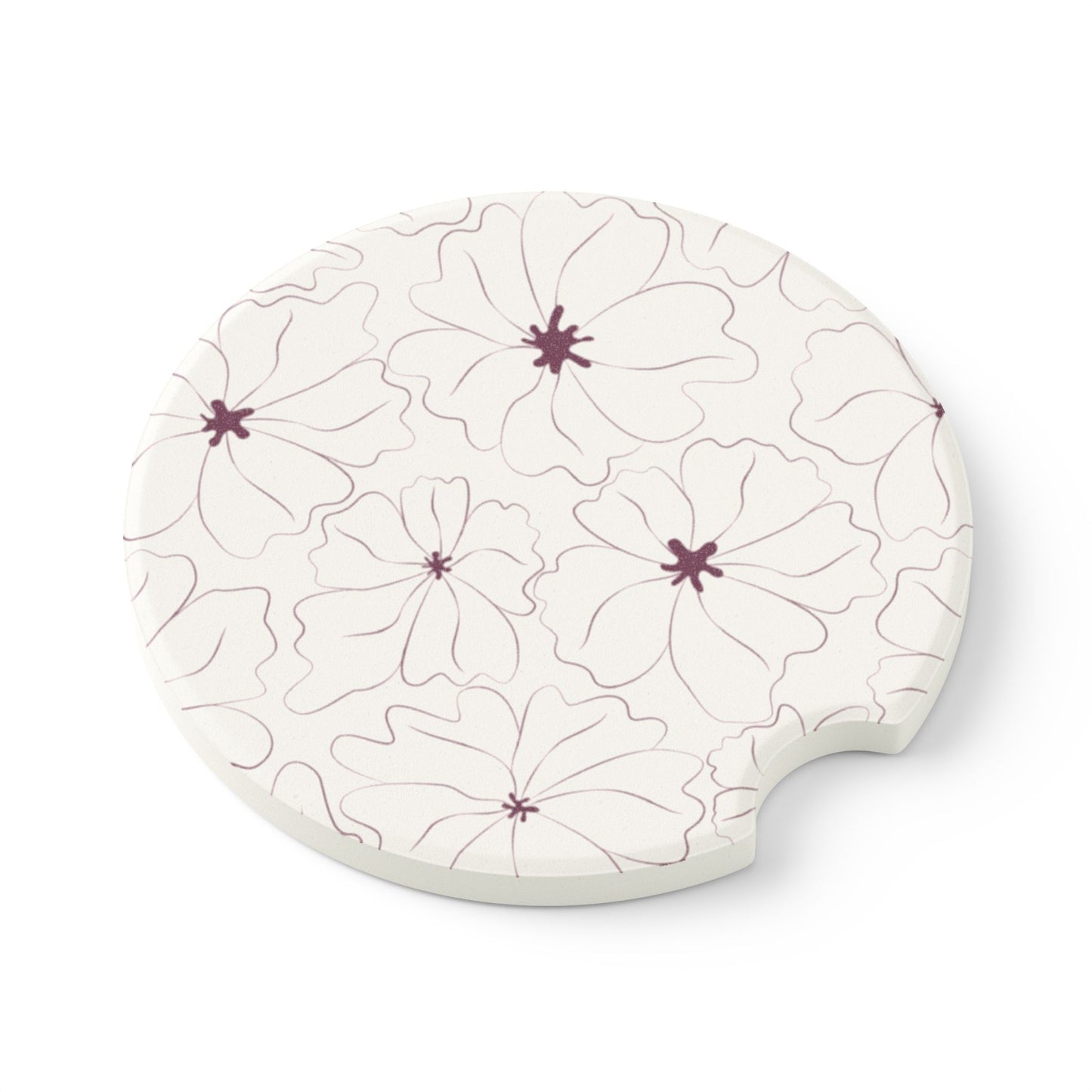 Floral Soapstone Car Coaster (Set of 2) - Stylish & Functional Drink Holder