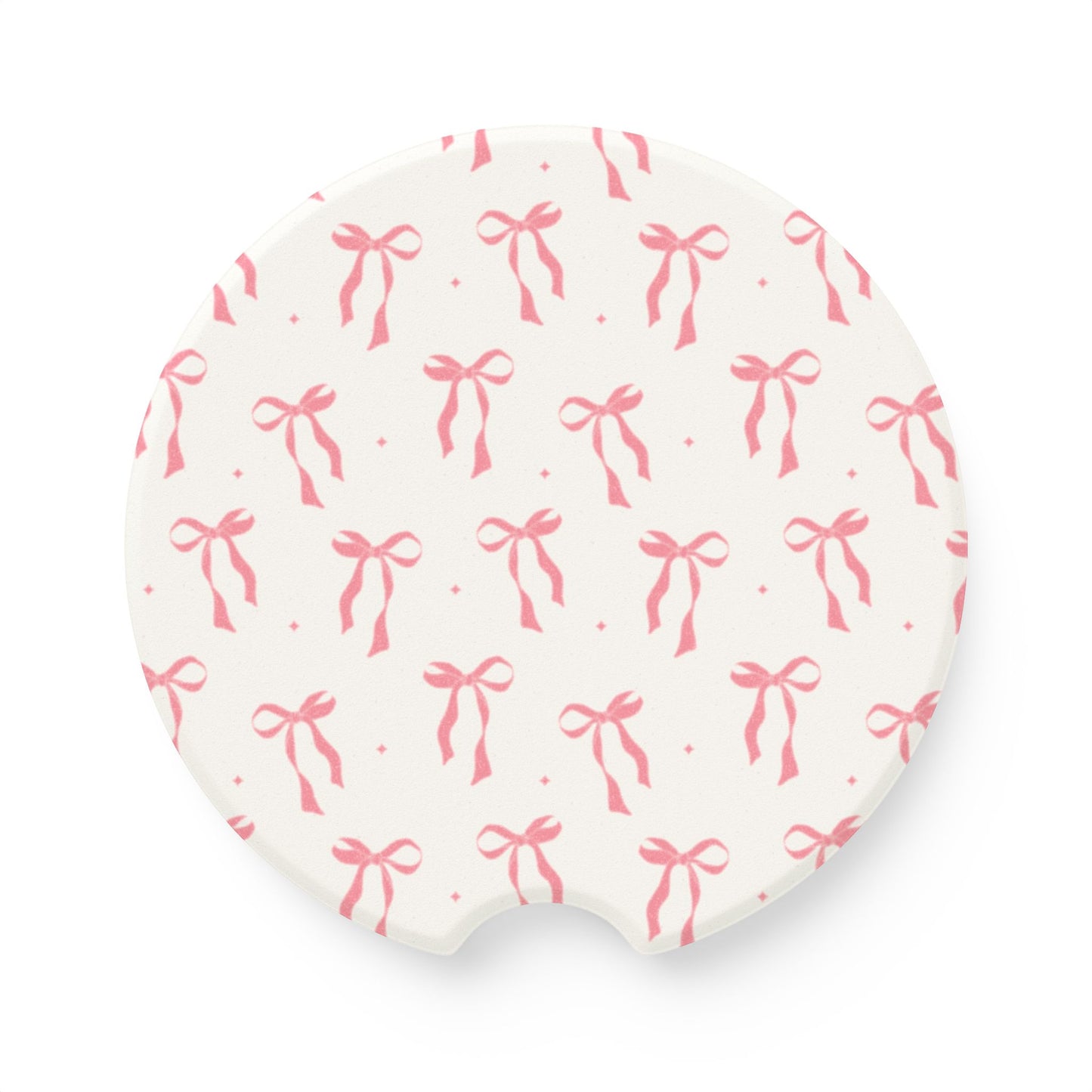 Pink Ribbon Soapstone Car Coaster (set of 2) - Cute & Functional Drink Holder