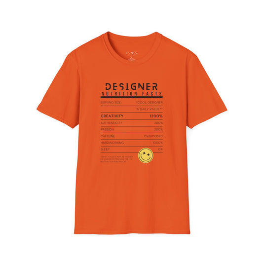 Designer Nutrition Facts Unisex T-Shirt - Creative & Motivational Apparel