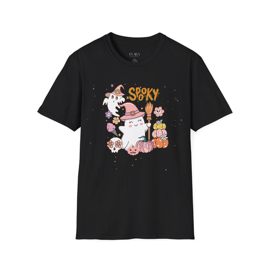 Spooky Ghost T-Shirt – Cute Halloween Graphic Tee for Women & Fall Fun