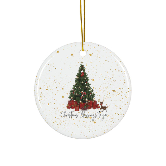 Holiday double side designed ceramic Ornaments