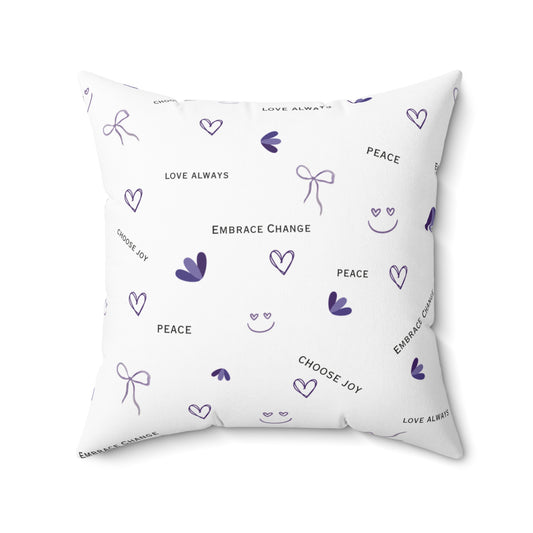 'Purple Heart of Joy' Square Pillow