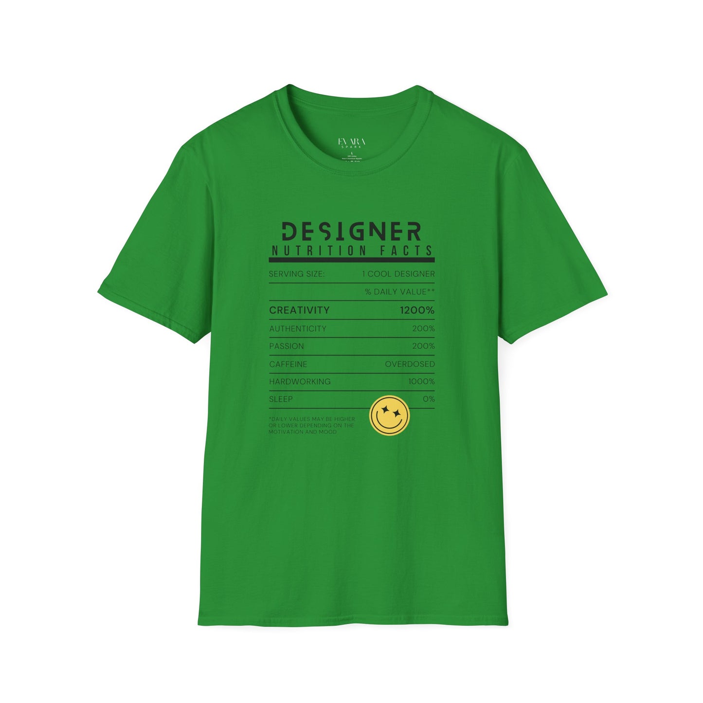 Designer Nutrition Facts Unisex T-Shirt - Creative & Motivational Apparel