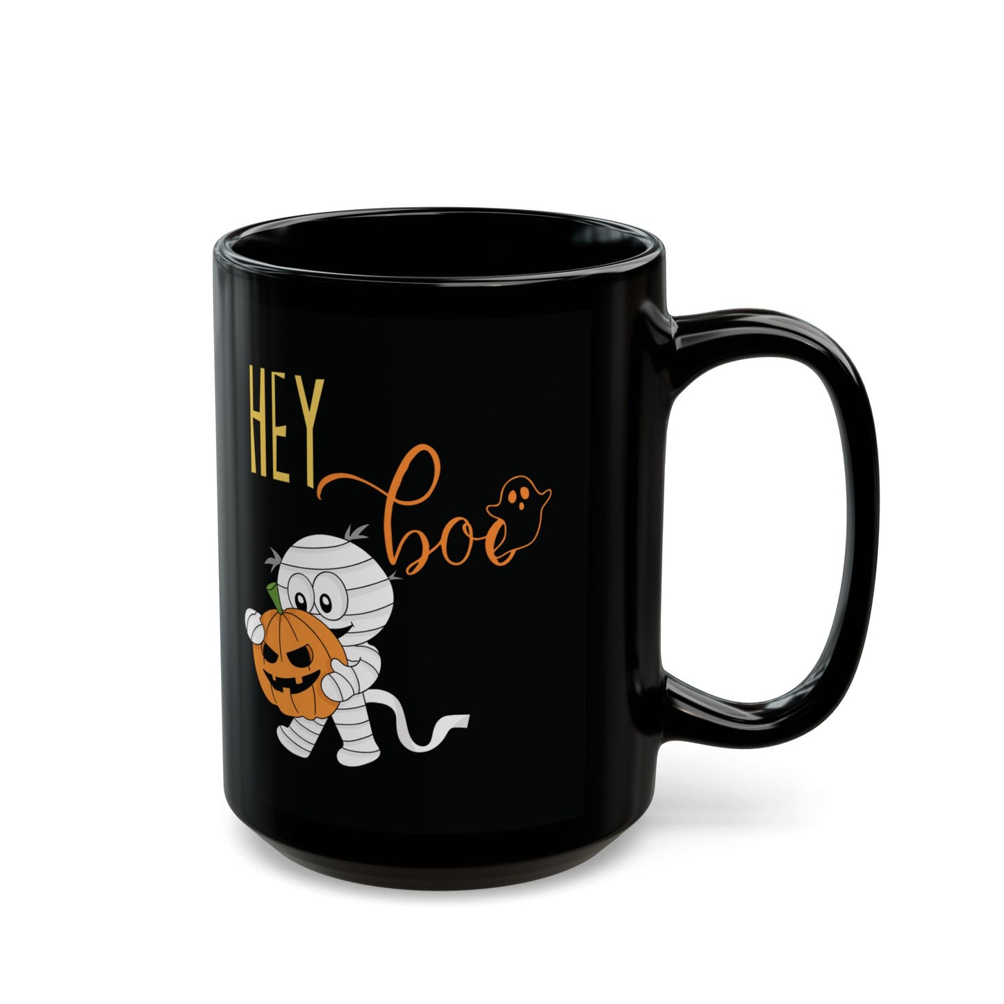 'Hey Boo' Halloween Themed Black Ceramic Glossy Finish Mug